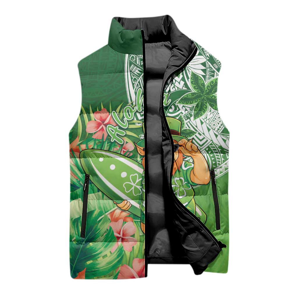 Aloha Hawaii St Patrick's Day Sleeveless Puffer Jacket Polynesian Style LT05 - Polynesian Pride