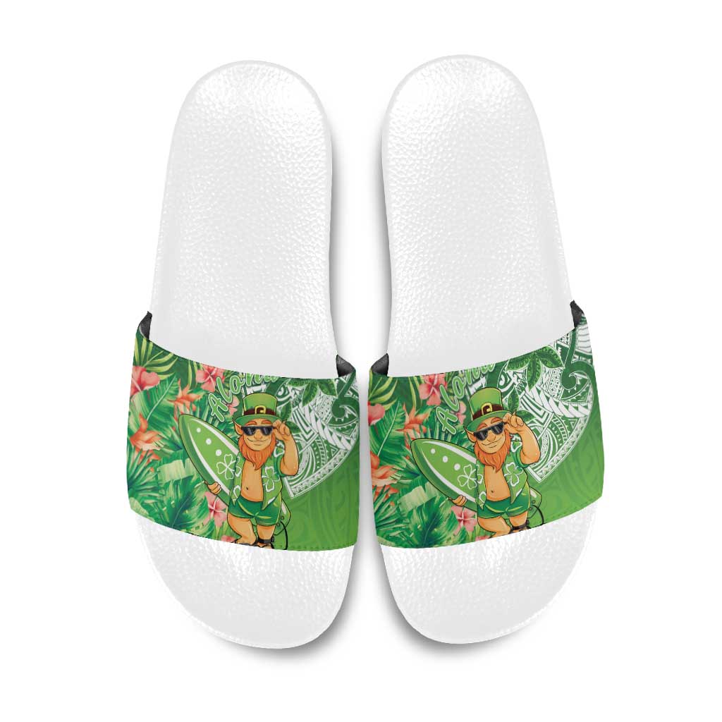 Aloha Hawaii St Patrick's Day Slide Sandals Polynesian Style LT05 Green - Polynesian Pride