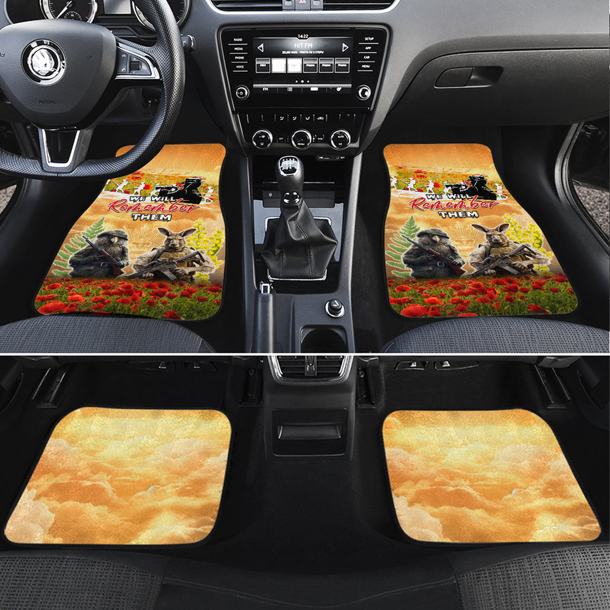 Australia And New Zealand ANZAC Day Car Mats Kangaroo And Kiwi Bird Soldiers Lest We Forget