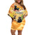 Australia And New Zealand ANZAC Day Family Matching Off Shoulder Short Dress and Hawaiian Shirt Kangaroo And Kiwi Bird Soldiers Lest We Forget LT05 Mom's Dress Yellow - Polynesian Pride