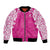 New Zealand Fern Women Rugby Custom Bomber Jacket Pink Maori Pattern