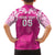 New Zealand Fern Women Rugby Custom Family Matching Off Shoulder Short Dress and Hawaiian Shirt Pink Maori Pattern