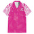 New Zealand Fern Women Rugby Custom Family Matching Off Shoulder Short Dress and Hawaiian Shirt Pink Maori Pattern