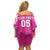 New Zealand Fern Women Rugby Custom Family Matching Off Shoulder Short Dress and Hawaiian Shirt Pink Maori Pattern