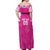 New Zealand Fern Women Rugby Custom Off Shoulder Maxi Dress Pink Maori Pattern