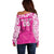 New Zealand Fern Women Rugby Custom Off Shoulder Sweater Pink Maori Pattern