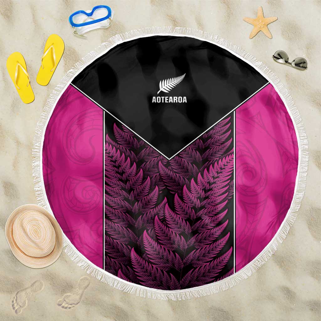 New Zealand Fern Rugby Beach Blanket Pink Maori Pattern LT05 One Size 150cm Pink - Polynesian Pride