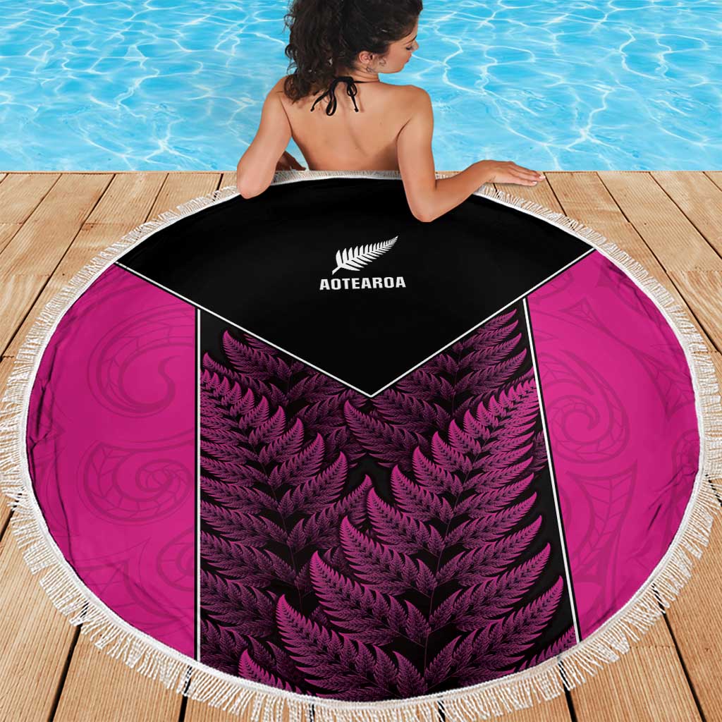 New Zealand Fern Rugby Beach Blanket Pink Maori Pattern LT05 - Polynesian Pride