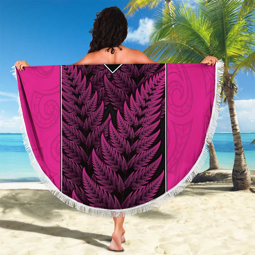 New Zealand Fern Rugby Beach Blanket Pink Maori Pattern LT05 - Polynesian Pride