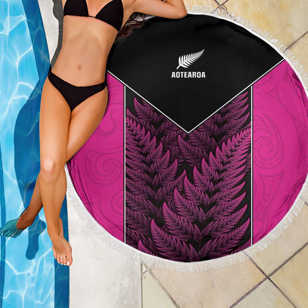 New Zealand Fern Rugby Beach Blanket Pink Maori Pattern LT05 - Polynesian Pride