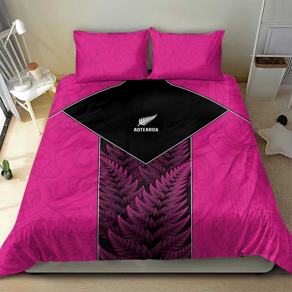 New Zealand Fern Rugby Bedding Set Pink Maori Pattern LT05 - Polynesian Pride