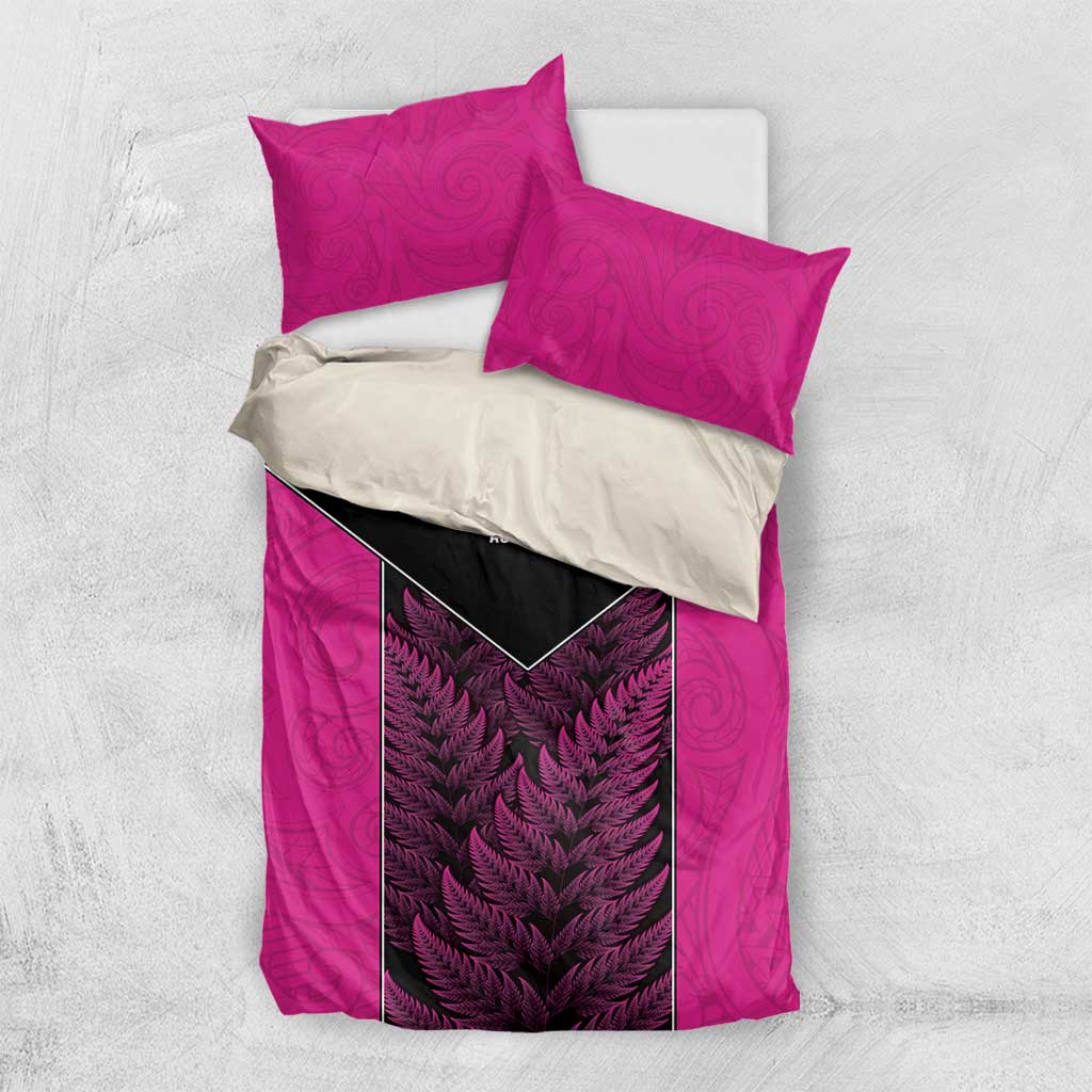 New Zealand Fern Rugby Bedding Set Pink Maori Pattern LT05 US Twin 172cm x 218cm Pink - Polynesian Pride