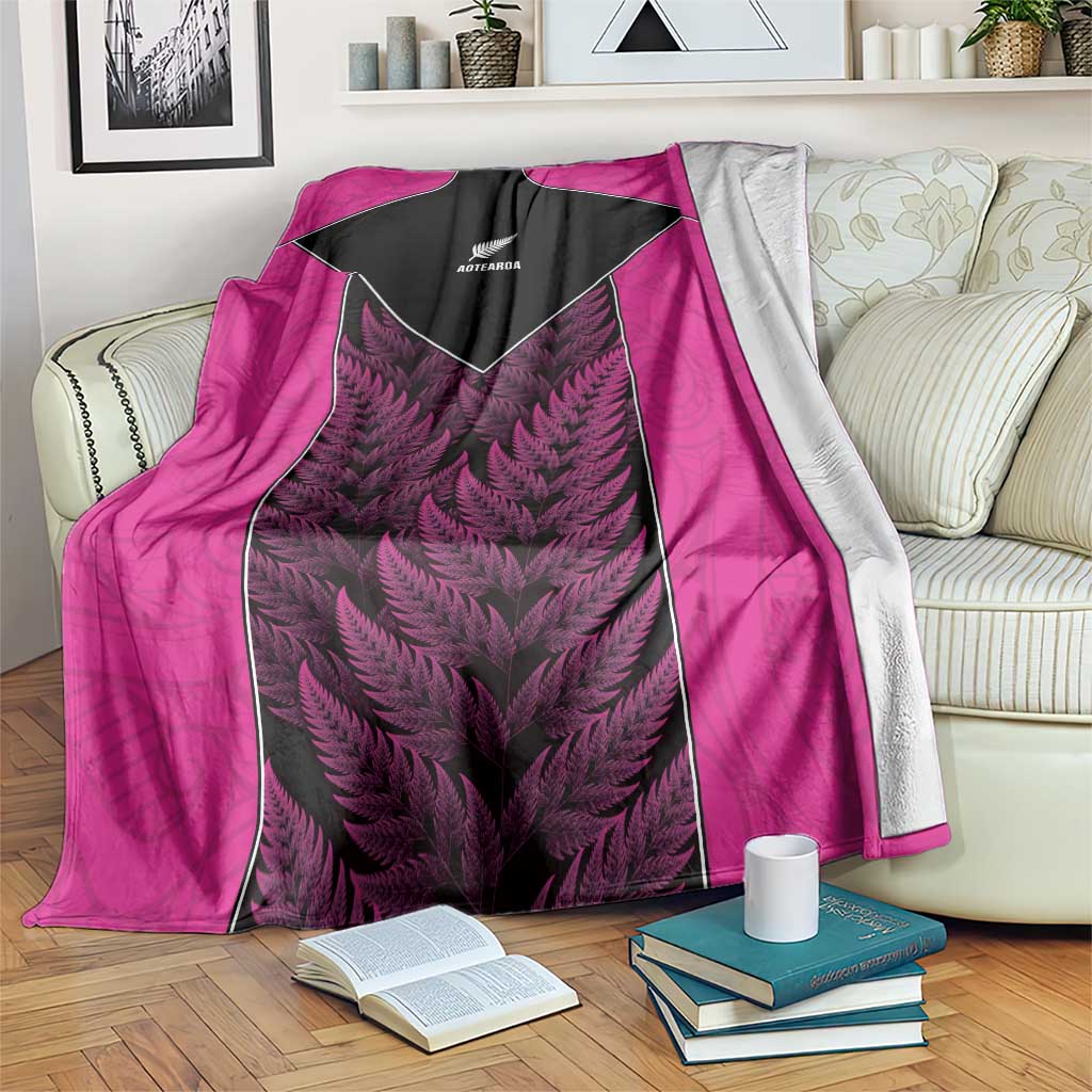 New Zealand Fern Rugby Blanket Pink Maori Pattern LT05 Pink - Polynesian Pride