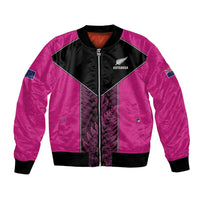 New Zealand Fern Rugby Custom Bomber Jacket Pink Maori Pattern LT05 Unisex Pink - Polynesian Pride