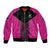 New Zealand Fern Rugby Custom Bomber Jacket Pink Maori Pattern