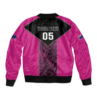 New Zealand Fern Rugby Custom Bomber Jacket Pink Maori Pattern LT05 - Polynesian Pride