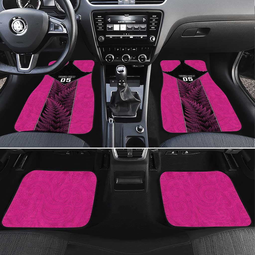 New Zealand Fern Rugby Car Mats Pink Maori Pattern LT05 Set 4pcs Pink - Polynesian Pride