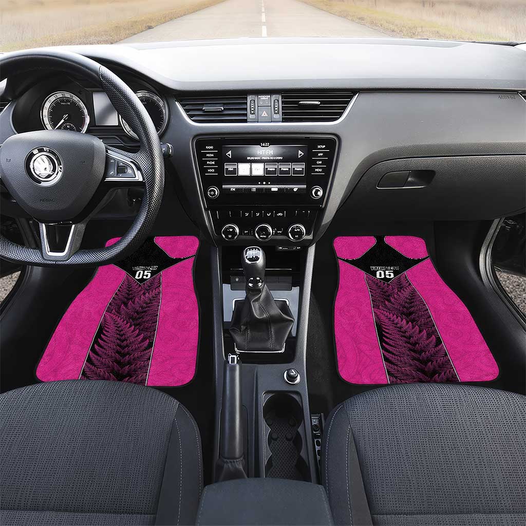 New Zealand Fern Rugby Car Mats Pink Maori Pattern LT05 Set 2pcs - Front Pink - Polynesian Pride