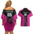 New Zealand Fern Rugby Custom Couples Matching Off Shoulder Short Dress and Hawaiian Shirt Pink Maori Pattern