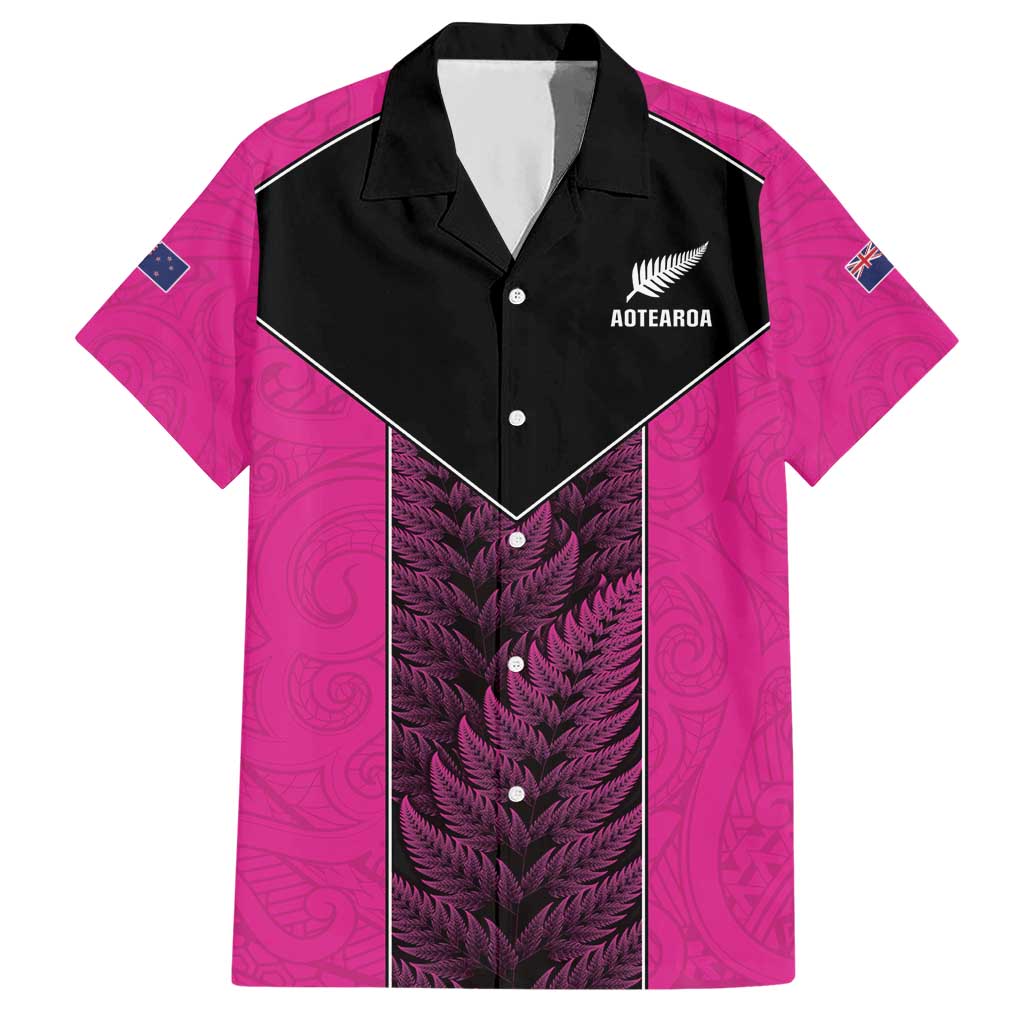 New Zealand Fern Rugby Custom Hawaiian Shirt Pink Maori Pattern LT05 Pink - Polynesian Pride