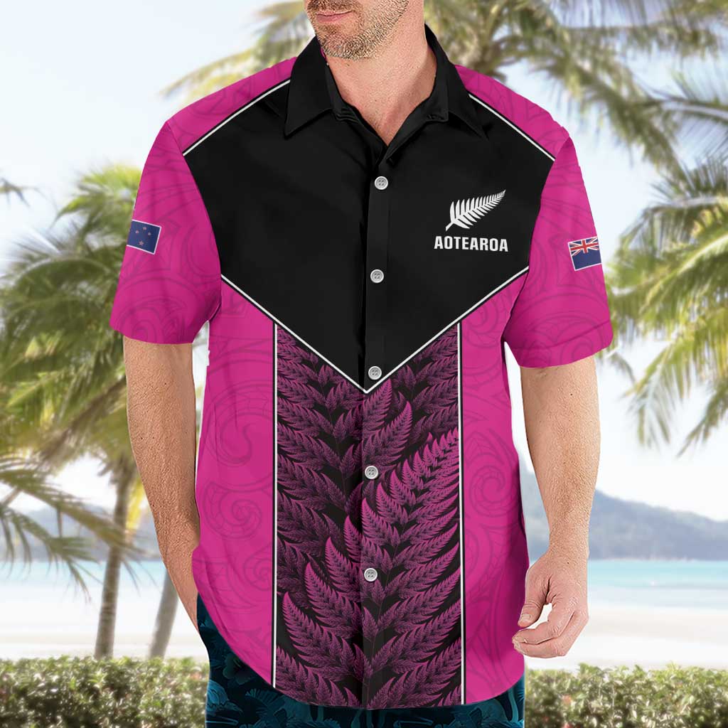 New Zealand Fern Rugby Custom Hawaiian Shirt Pink Maori Pattern LT05 - Polynesian Pride