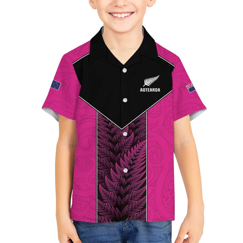 New Zealand Fern Rugby Custom Hawaiian Shirt Pink Maori Pattern LT05 - Polynesian Pride