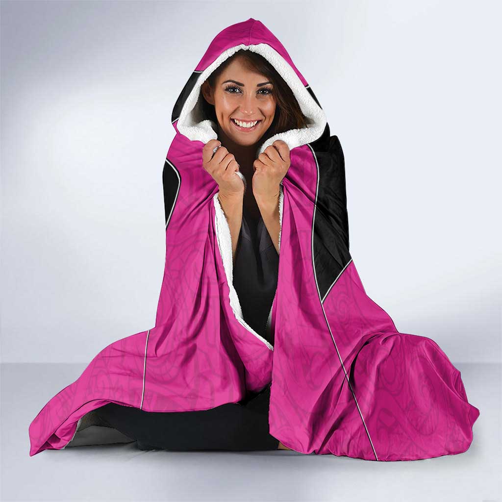 New Zealand Fern Rugby Hooded Blanket Pink Maori Pattern LT05 - Polynesian Pride