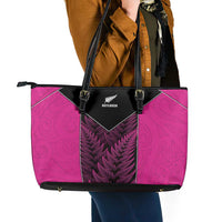 New Zealand Fern Rugby Leather Tote Bag Pink Maori Pattern LT05 - Polynesian Pride