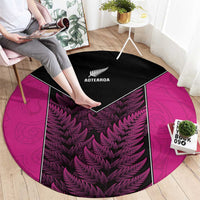 New Zealand Fern Rugby Round Carpet Pink Maori Pattern LT05 - Polynesian Pride