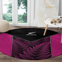 New Zealand Fern Rugby Round Carpet Pink Maori Pattern LT05 - Polynesian Pride