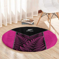 New Zealand Fern Rugby Round Carpet Pink Maori Pattern LT05 - Polynesian Pride