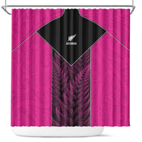 New Zealand Fern Rugby Shower Curtain Pink Maori Pattern LT05 Pink - Polynesian Pride