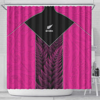New Zealand Fern Rugby Shower Curtain Pink Maori Pattern LT05 - Polynesian Pride