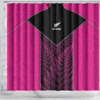 New Zealand Fern Rugby Shower Curtain Pink Maori Pattern LT05 - Polynesian Pride