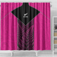 New Zealand Fern Rugby Shower Curtain Pink Maori Pattern LT05 - Polynesian Pride