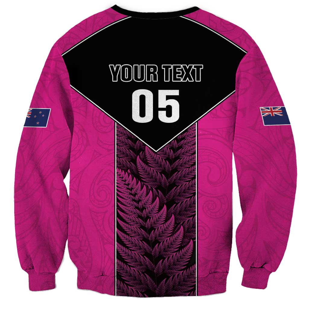 New Zealand Fern Rugby Custom Sweatshirt Pink Maori Pattern LT05 - Polynesian Pride
