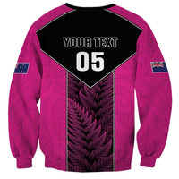 New Zealand Fern Rugby Custom Sweatshirt Pink Maori Pattern LT05 - Polynesian Pride