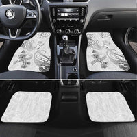 Brain Cancer Awareness Car Mats Ribbon Polynesian Pattern LT05 Set 4pcs White - Polynesian Pride