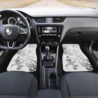 Brain Cancer Awareness Car Mats Ribbon Polynesian Pattern LT05 Set 2pcs - Front White - Polynesian Pride