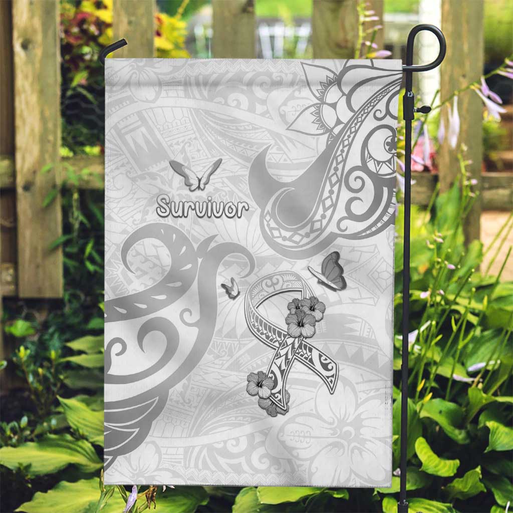 Brain Cancer Awareness Garden Flag Ribbon Polynesian Pattern LT05 Garden Flag White - Polynesian Pride