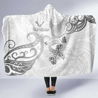 Brain Cancer Awareness Hooded Blanket Ribbon Polynesian Pattern LT05 One Size White - Polynesian Pride