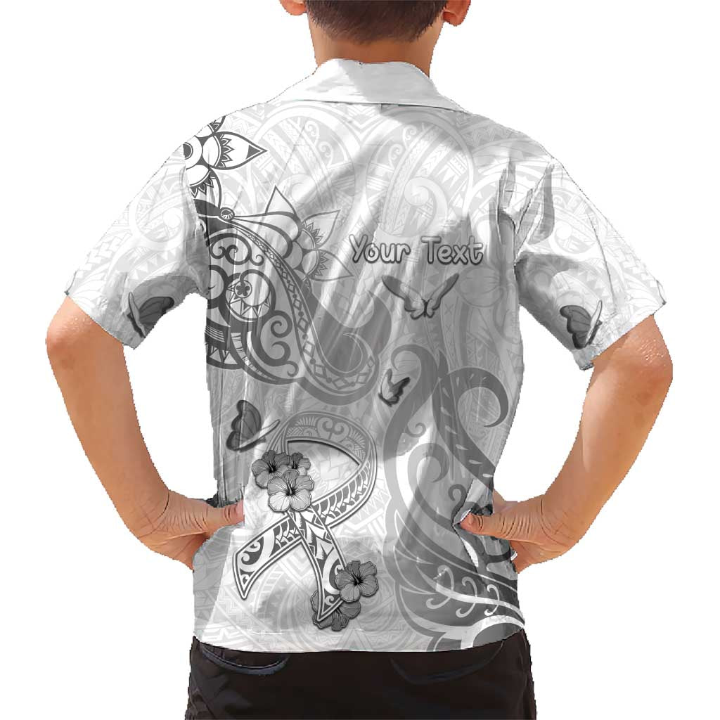 Personalised Brain Cancer Awareness Kid Hawaiian Shirt Ribbon Polynesian Pattern LT05 - Polynesian Pride