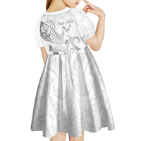 Personalised Brain Cancer Awareness Kid Short Sleeve Dress Ribbon Polynesian Pattern LT05 - Polynesian Pride
