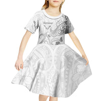 Personalised Brain Cancer Awareness Kid Short Sleeve Dress Ribbon Polynesian Pattern LT05 - Polynesian Pride