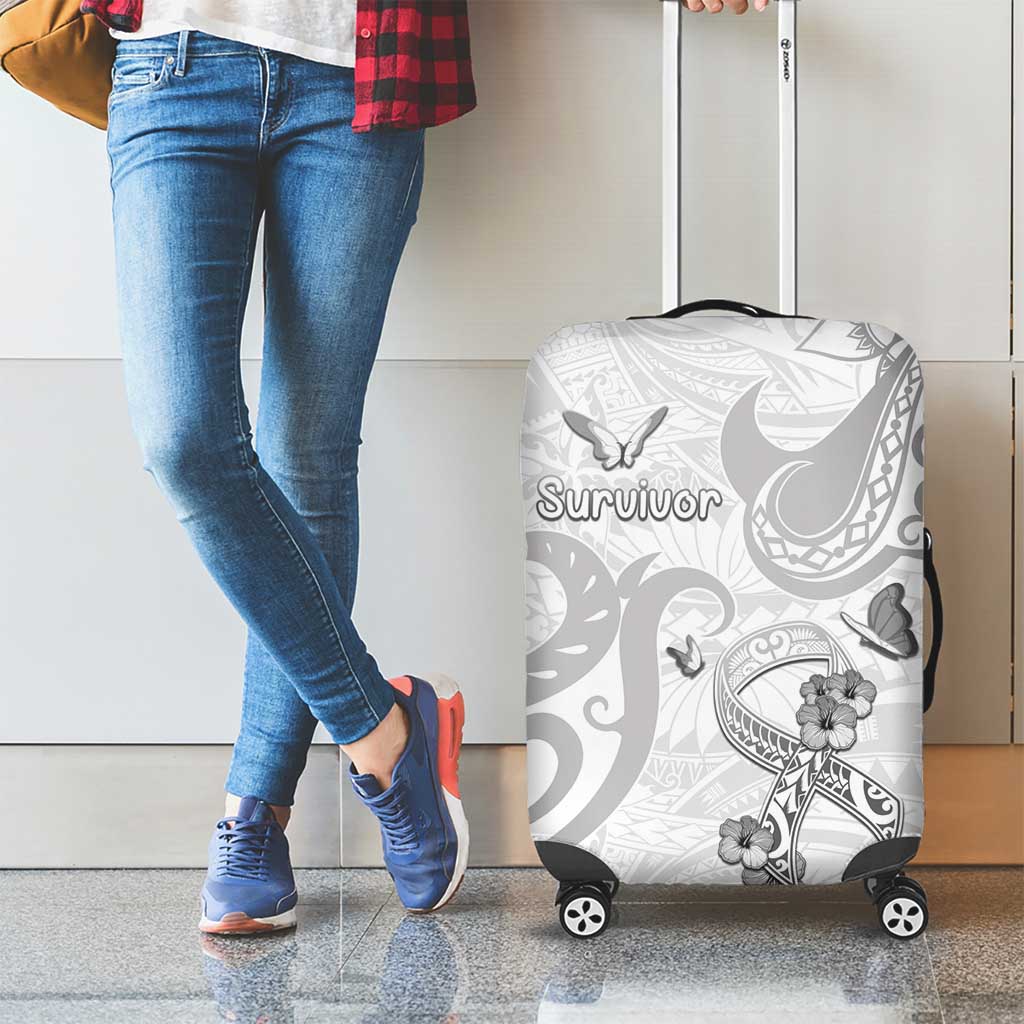 Brain Cancer Awareness Luggage Cover Ribbon Polynesian Pattern LT05 - Polynesian Pride