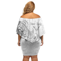 Personalised Brain Cancer Awareness Off Shoulder Short Dress Ribbon Polynesian Pattern LT05 - Polynesian Pride