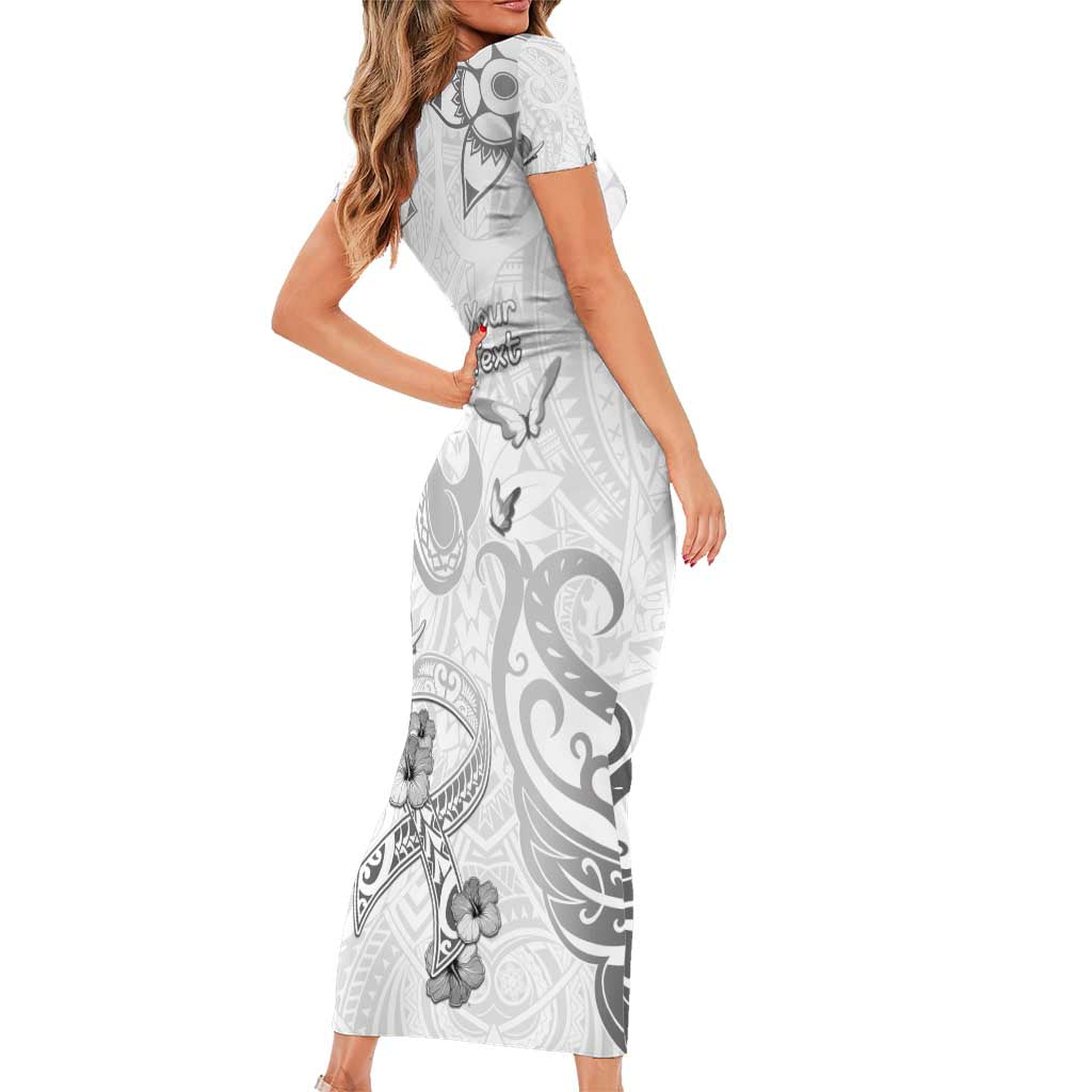 Personalised Brain Cancer Awareness Short Sleeve Bodycon Dress Ribbon Polynesian Pattern LT05 - Polynesian Pride