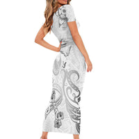 Personalised Brain Cancer Awareness Short Sleeve Bodycon Dress Ribbon Polynesian Pattern LT05 - Polynesian Pride
