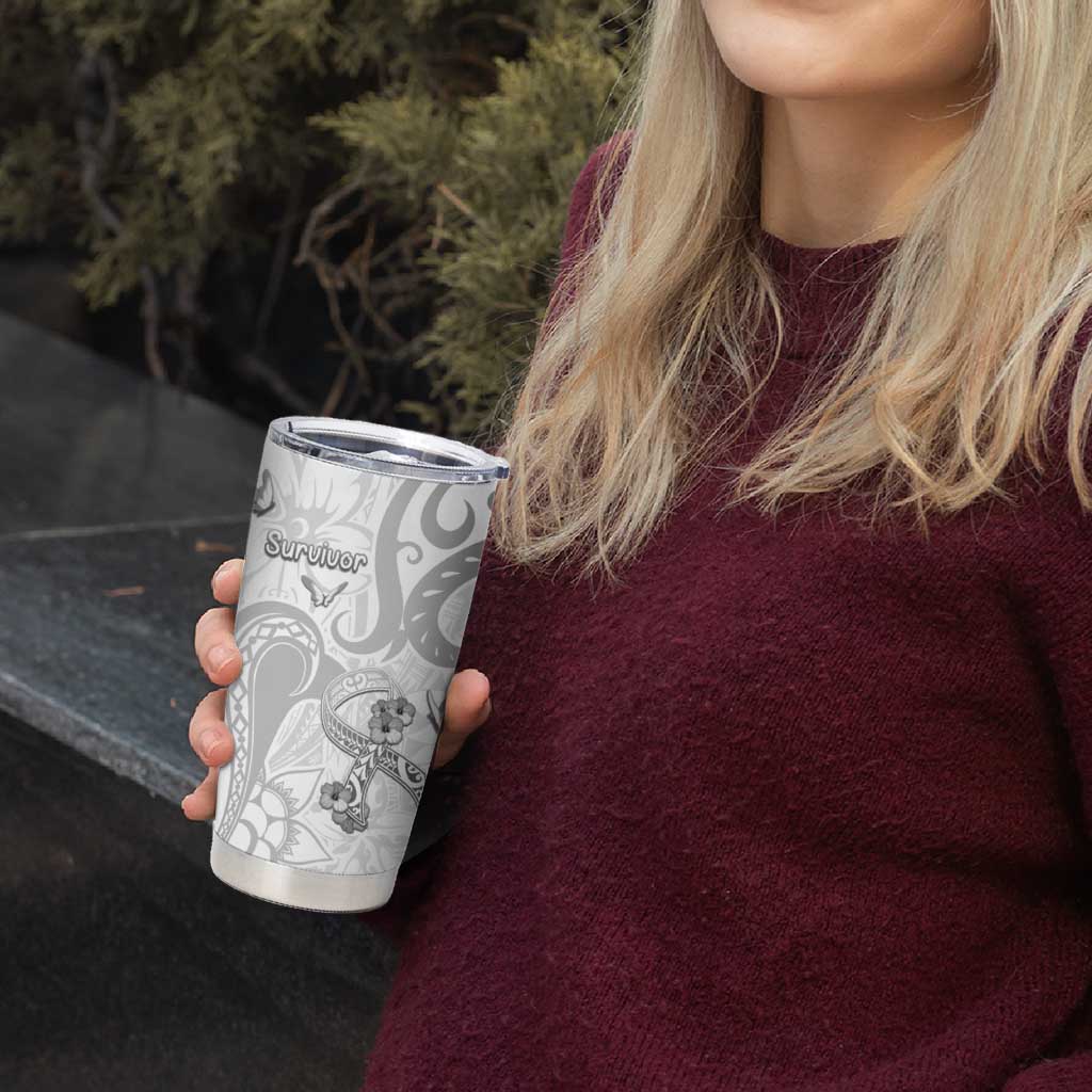 Personalised Brain Cancer Awareness Tumbler Cup Ribbon Polynesian Pattern LT05 - Polynesian Pride