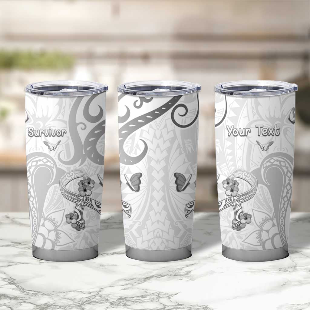 Personalised Brain Cancer Awareness Tumbler Cup Ribbon Polynesian Pattern LT05 - Polynesian Pride